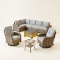 Patio Furniture Set Built for Outdoor Living, Swivel Chairs, Wicker Construction, 9 Piece Conversation Set