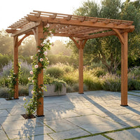 10 Ft. X 10 Ft. Traditional All Cedar Wood Outdoor Patio Pergola Shade Structure — Studio Shot