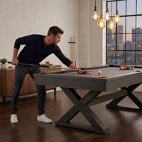 8 Foot Pool Table Built for Home Game Rooms, 1-Inch Slate Playing Surface, Solid Wood Rails, Premium Wool Blend — Lifestyle