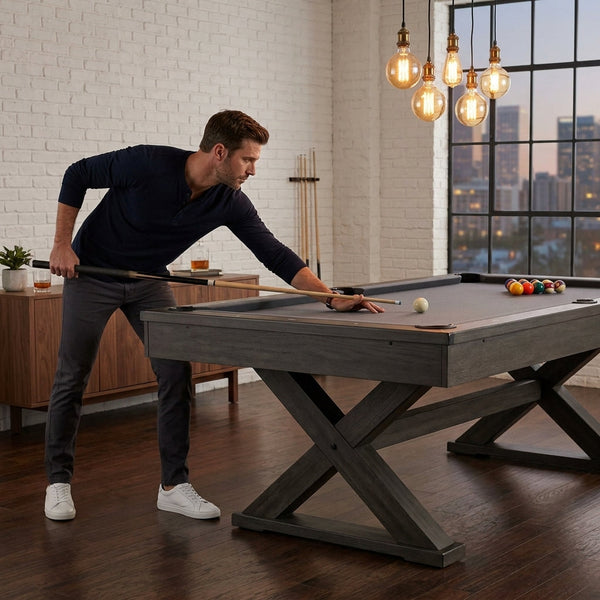 Pool Table Built for Home Game Rooms, 1-Inch Slate Playing Surface, Solid Wood Rails, Premium Wool Blend