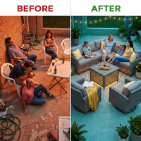 9 Pieces Patio Furniture Set outside Furniture Wicker Patio Conversation Set with Swivel Chairs, Outdoor Furniture for Garden, Gray — Before & After