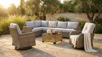 9 Pieces Patio Furniture Set outside Furniture Wicker Patio Conversation Set with Swivel Chairs, Outdoor Furniture for Garden, Gray — Lifestyle