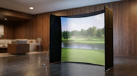 DIY Golf Simulator Impact Screen Frame Enclosure Kit Set, Use with Simulators, Durable Fabric with Velcro, Reinforced Black Border, 9.8'X9.8'X4.9' — Lifestyle