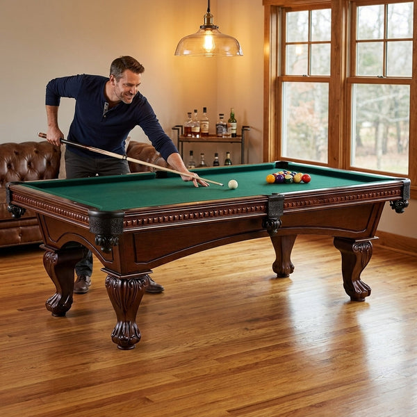 Pool Table Built for Tournament Play, 8ft Regulation Size, Solid Wood Frame, True 1-Inch Slate Bed