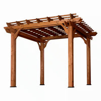 Outdoor Pergola Shade Structure Built for Lasting Beauty, 10x10 Ft All Cedar Wood, Sculptured Beam Design