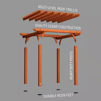 Outdoor Pergola Shade Structure Built for Lasting Beauty, 10x10 Ft All Cedar Wood, Sculptured Beam Design