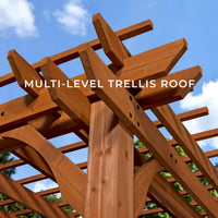 Outdoor Pergola Shade Structure Built for Lasting Beauty, 10x10 Ft All Cedar Wood, Sculptured Beam Design