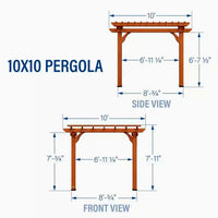 Outdoor Pergola Shade Structure Built for Lasting Beauty, 10x10 Ft All Cedar Wood, Sculptured Beam Design