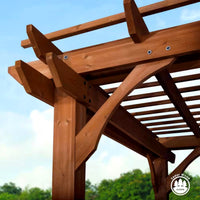 Outdoor Pergola Shade Structure Built for Lasting Beauty, 10x10 Ft All Cedar Wood, Sculptured Beam Design