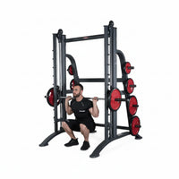 Smith Machine Built for Home Strength Training, Adjustable Bar Heights, Safety Features, Metal Frame