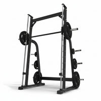 Smith Machine Built for Home Strength Training, Adjustable Bar Heights, Safety Features, Metal Frame
